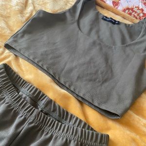 TWO PIECE CROP TOP AND BIKE SHORT SET